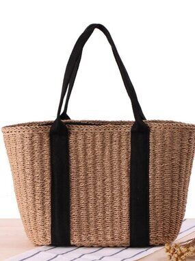 Handmade Rattan Straw Tote Bag Women Large Woven Shoulder Handbag Beach Totes